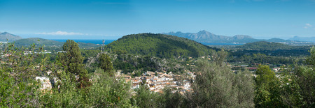 Aerial view on the Pollenca from the hill known as Calvary, Mallorca island, Spainの写真素材