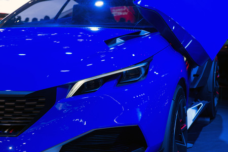 FRANKFURT, GERMANY - SEPTEMBER 16, 2015: Frankfurt international motor show (IAA) 2015. Peugeot Quartz Concept - world premiere.のeditorial素材