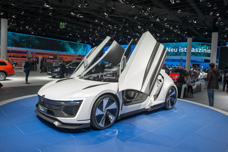 FRANKFURT, GERMANY - SEPTEMBER 16, 2015: Frankfurt international motor show (IAA) 2015. Volkswagen...