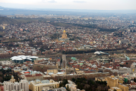 Aerial view on the center of Tbilisi, capital of Georgiaの写真素材