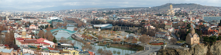 Aerial view on the center of Tbilisi, capital of Georgiaの写真素材