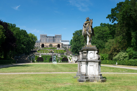 POTSDAM, GERMANY -  JUNE 07, 2015: Statue and garden in front of Orangery Palace in Sanssouci park in Potsdam, Germanyのeditorial素材