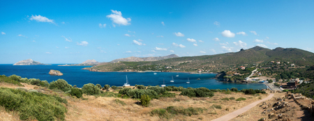 View on a gulf in Aegean sea in Greeceの写真素材