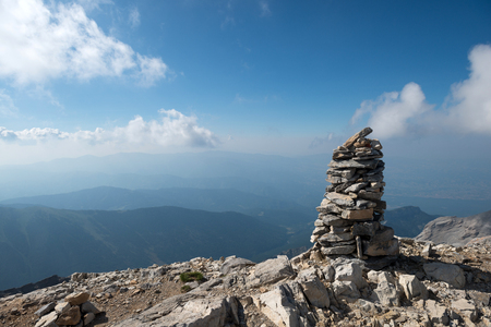 On the top of Mount Olympus - highest mountain in Greeceの写真素材