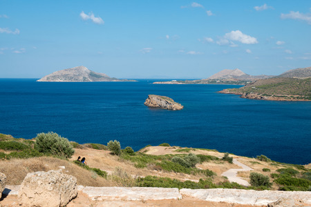 View on a gulf in Aegean sea in Greeceの写真素材
