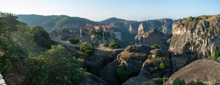 The Holy Monastery of Varlaam in Meteora - complex of Eastern Orthodox monasteries at sunrise, Greeceの写真素材