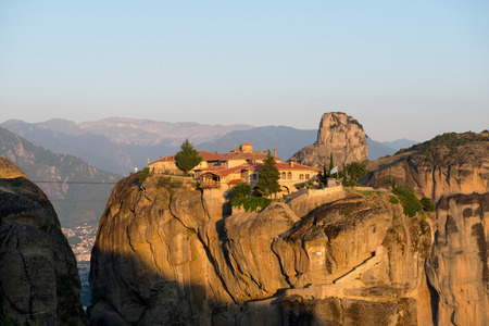 Monastery of the Holy Trinity in Meteora - complex of Eastern Orthodox monasteries at sunrise, Greeceの写真素材