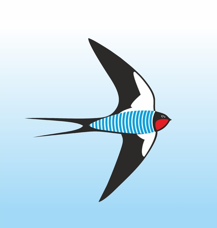 Swallow dressed up in sailor s frockのイラスト素材