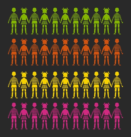 Children holding hands as a symbol of friendship and peaceのイラスト素材