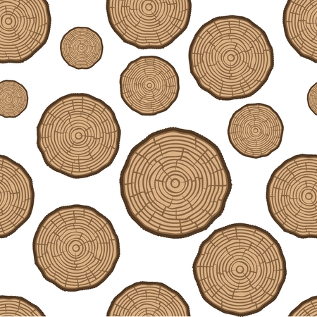 Tree Rings Seamless Vector Pattern. Saw cut tree trunk background.のイラスト素材