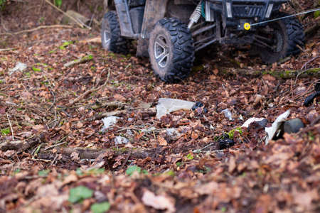 The buggy in the ditch is linked by a winch