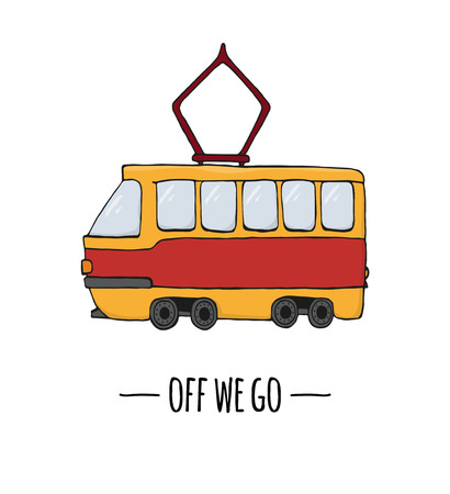 Vector retro transport icon. Vector illustration of tram isolated on white background. Cartoon style illustration of old means of transportのイラスト素材