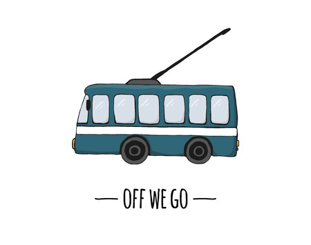 Vector retro transport icon. Vector illustration of trolley bus isolated on white background. Cartoon style illustration of old means of transportのイラスト素材