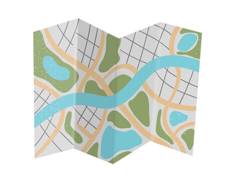 Vector flat illustration of map. Trendy flat colored city guide icon. Travel object isolated on white background. Vacation infographic element.のイラスト素材