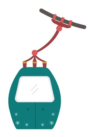 Vector illustration of funicular railway. Winter sport activities. Flat cable car picture isolated on white background.のイラスト素材