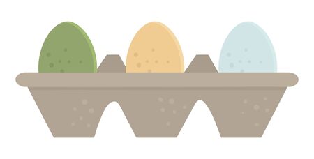 Vector illustration of packaging with colored eggs isolated on white background. Easter traditional symbol and design element. Cute spring icon picture.
のイラスト素材