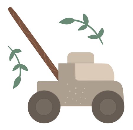 Vector lawn mower isolated on white background. Flat spring garden tool illustration. Gardening equipment icon.
のイラスト素材