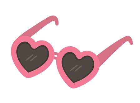 Vector sunglasses isolated on white background. Pink summer sun shielding glasses clipart element. Heart shaped spectacles. Cute flat accessory illustration for kids. Vacation beach object.
のイラスト素材