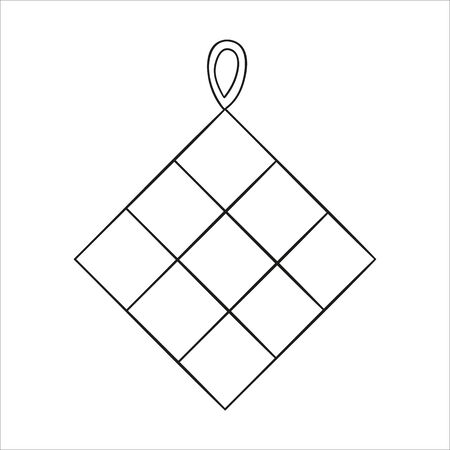 Vector black and white pot holder. Kitchen tool icon isolated on white background. Cartoon style cooking equipment. vector illustrationのイラスト素材