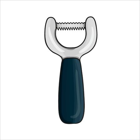 Vector colored vegetable peeler. Kitchen tool icon isolated on white background. Cartoon style cooking equipment. vector illustrationのイラスト素材