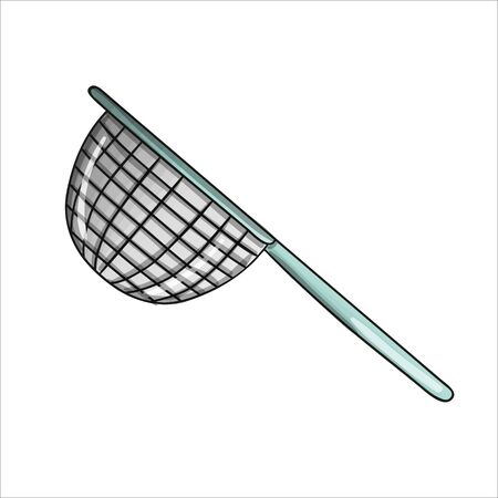 Vector colored strainer. Kitchen tool icon isolated on white background. Cartoon style cooking equipment. vector illustrationのイラスト素材