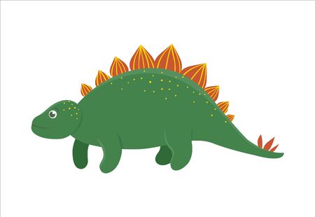 Vector cute dinosaur icon isolated on white background. Funny flat dino character. Cute prehistoric reptile illustrationのイラスト素材