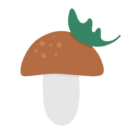 Vector cute mushroom. Autumn flat style plant. Funny toadstool illustration isolated on white backgroundのイラスト素材