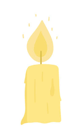 Vector candle stick. Witchcraft element with melting wax. Halloween icon. Cute autumn all saints eve illustration with witch object. Samhain party design for kids.のイラスト素材