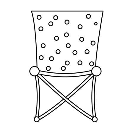 Vector black and white foldable chair icon isolated on white background. Cute tourist sitting place for rest or fishing. Outline camping portable stool illustration.のイラスト素材