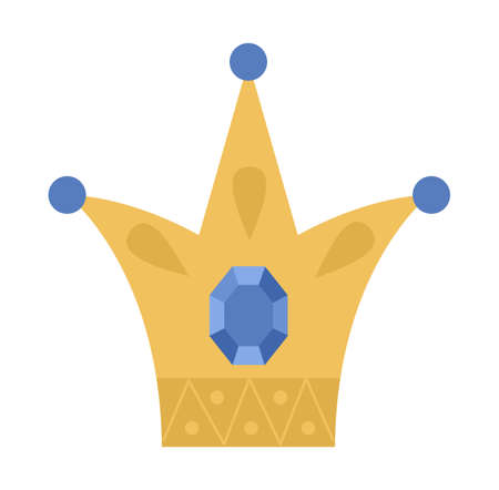 Fairy tale crown isolated on white background. Vector fantasy king or queen accessory. Sovereign authority symbol. Medieval fairytale royal jewelry icon. Cartoon magic objectのイラスト素材