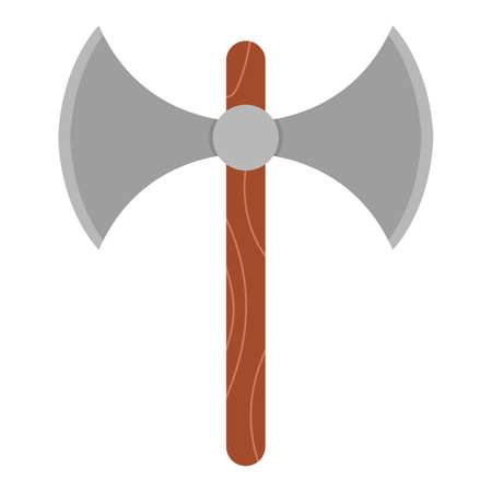 Vector ax icon. Fairy tale knight armor. Fairytale soldier sword. Cartoon medieval weapon illustration.のイラスト素材