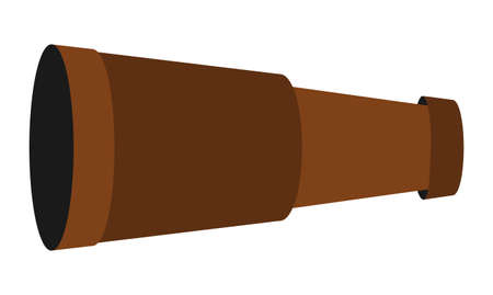 Spy glass icon. Brown telescope illustration. old looking glass picture. Marine treasure hunting element isolated on white background. pirate equipmentのイラスト素材