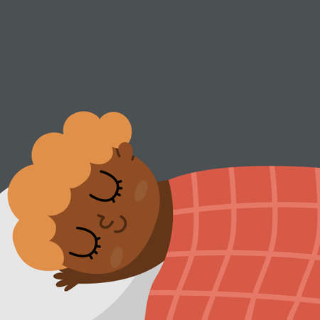 sleeping boy icon. Cute napping kid. Child doing daily routine. Night ritual or healthy lifestyle conceptのイラスト素材