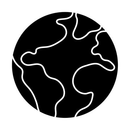 Vector planet earth silhouette. Space black stencil illustration. Environment friendly shadow icon with globe. Ecological or astronomy conceptのイラスト素材