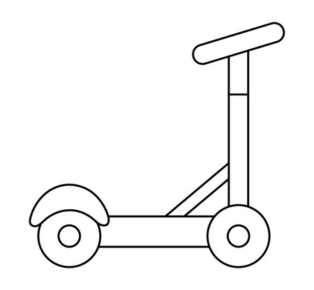 Vector black and white scooter icon. Line kid transport illustration isolated on white background. Active sport equipment sign or coloring page. Alternative ecological transportation conceptのイラスト素材