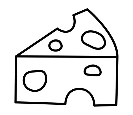 Vector black and white cheese icon. Diary product line illustration or coloring pageのイラスト素材