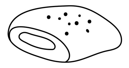 Chocolate roll line icon. French dessert vector black and white illustration or coloring page. Cake pictureのイラスト素材