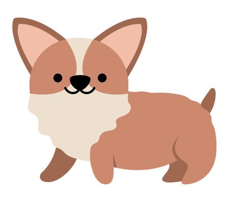 Vector corgi dog illustration for children. Cute animal character for kids. Cartoon puppy icon isolated on white backgroundのイラスト素材