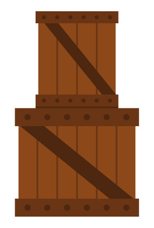 Vector wooden box illustration. Warehouse container icon isolated on white backgroundのイラスト素材