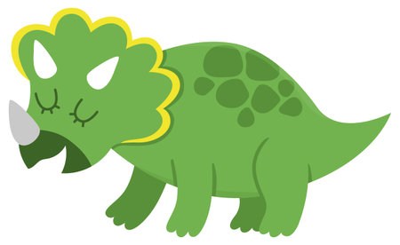 Vector triceratops icon. Cute dinosaur illustration for kids. Funny dino clipart for children isolated on white background. Cartoon prehistoric animal pictureのイラスト素材
