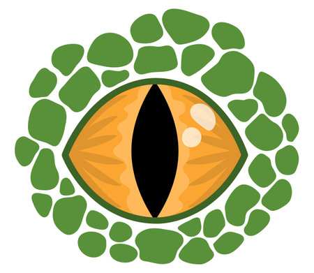 Vector dinosaur eye icon. Dino face part with skin texture illustration for kids. Funny ancient animal clipart for children isolated on white. Cartoon paleontologyのイラスト素材