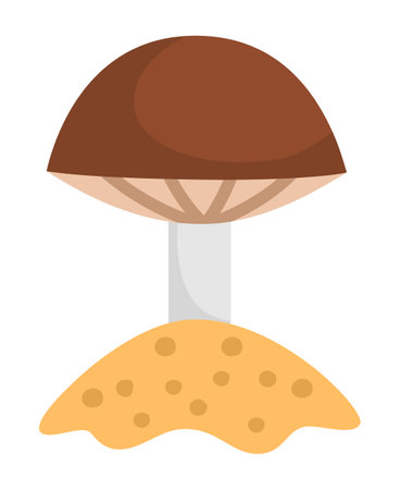 Vector cartoon mushroom clipart. Woodland decorative plant icon isolated on white background. Forest nature illustration. Simple abstract pictureのイラスト素材