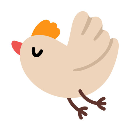 Vector flying bird with orange tuft icon. Spring migratory passage animal. Cute Easter village character illustration for kids isolated on white backgroundのイラスト素材