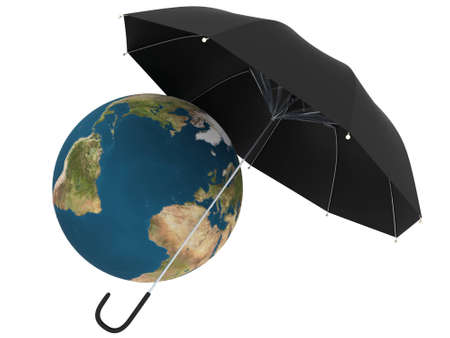 Planet Earth under defense black umbrellaの写真素材