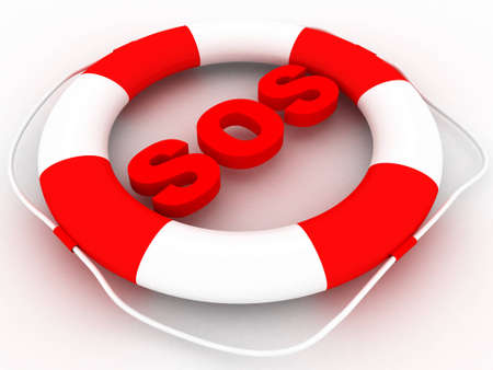 SOS text in rescue circleの写真素材
