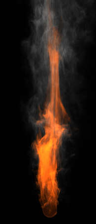 Fire ball flamed with smoke isolated on blackの写真素材