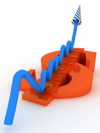 Sign of dollar with up arrowの写真素材