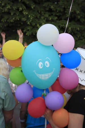 Gelendzhik, Russia, 4 june 2011. Carnival in town of resort Gelendzhik. Smile of many balloon.のeditorial素材