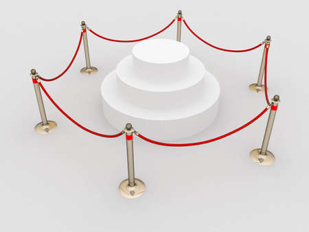 Round pedestal in the rope fenceの写真素材