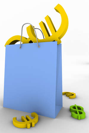 Symbols in bag and floorの写真素材